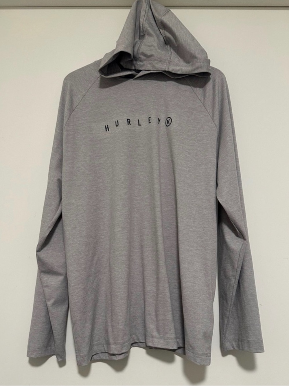 Hurley Light Gray Hooded Long-Sleeve Top